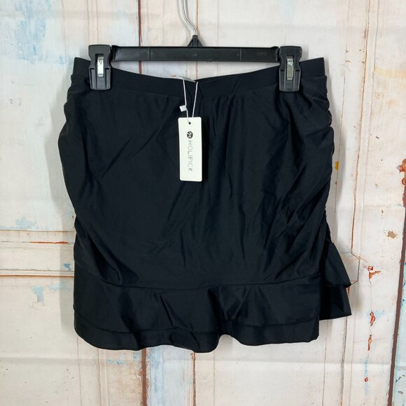 Holipick High Waist Swim Skirt w/Built In Brief, Black Women's Size L NWT - Picture 2 of 7